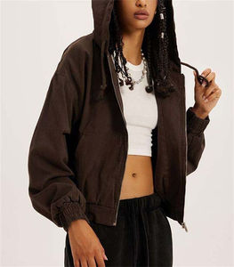 OEM Vente de gros Sweat à capuche zippé pour femmes, lavage à l'acide, broderie 3D, poids lourd 100% coton, style Hip Hop - Product Image 6