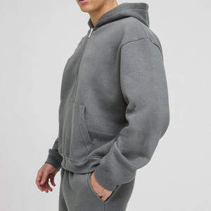 Marfa International Veste à capuche zippée de haute qualité pour homme 480 500 600 Gsm Heavyweight Oversized Drop Shoulder Zip up - Product Image 1