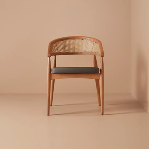 Contemporary <b>Teak</b> Wood Eco-Friendly Armchair with Curved Backrest for Apartment and Dining Areas - Product Image 2