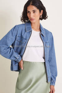 แจ็คเก็ตยีนส์ผู้หญิงคุณภาพพรีเมียม ราคาประหยัด สำหรับฤดูใบไม้ร่วงและฤดูหนาว ระบายอากาศได้ดี กันลม สีสันปรับแต่งได้ โลโก้ส่วนตัว เสื้อคลุมลำลอง - Product Image 2