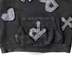 Sweat-shirt personnalisé en molleton lourd délavé à l'acide, en coton, imprimé en relief, respirant, avec logo brodé - Product Image 2