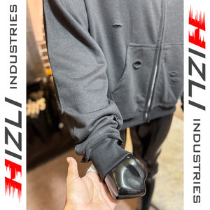 Double Hood French Terry 500 GSM 100% Cotton Distressed Cropped Oversized Drop Shoulder Hoodie Vintage <b>Streetwear</b> <b>Y2K</b> Winter - Product Image 5