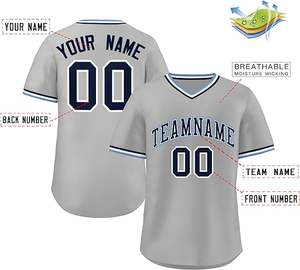 Streetewear logo brodé couleur contrastée manches courtes col en V maillot de baseball coupe ample boxy t-shirt pour hommes - Product Image 6