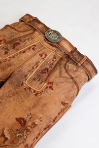 Shorts en cuir de chèvre véritable Lederhosen bavarois élégants pour hommes Taille mi-haute Respirant et grande taille Style de rue - Product Image 2