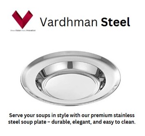 Fourniture directe d'usine de plateau rond en acier inoxydable avec bord large et plaque de chargeur de service profonde pour la maison ou la fête servant de la soupe - Product Image 2