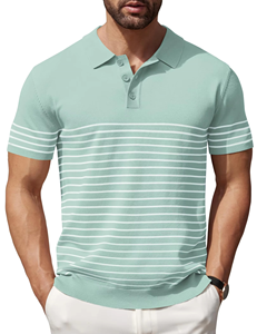 Nouveau Stock – Polo Homme à Rayures, Manches Courtes, Col Classique, 3 Boutons sur le Devant, Logo Personnalisé, Tailles Variées, Vêtements en Gros - Product Image 3
