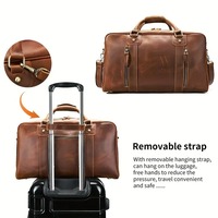 Sac de voyage en cuir véritable vintage léger et portable unisexe, sac de week-end avec compartiment pour ordinateur portable, bandoulière réglable
