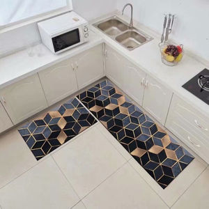 พรมปูพื้นครัวแบบสั่งทำพิเศษ กันลื่น ผลิตจากโพลีเอสเตอร์กำมะหยี่เนื้อนุ่ม ด้านบนเป็นคริสตัลฟลีซ ด้านหลังเป็นลายจุด ทันสมัย นุ่มสบาย กันน้ำ - Product Image 1