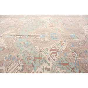 Vintage Turkish Rug 12.9x17.9 ft, <b>Brown</b> Check <b>Wool</b> Rug - Product Image 4
