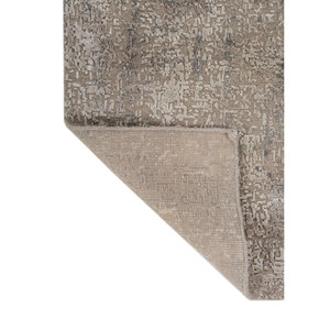 Tapis noué à la main en laine et soie de bambou à motifs abstraits Uvenuti gris et noir - LRB-1502 pour usage domestique - Product Image 5