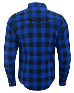 La mejor camisa de franela de moto de invierno para hombre % algodón negro/azul a cuadros bolsillos con cremallera forros de protección transpirables de moda - Product Image 1