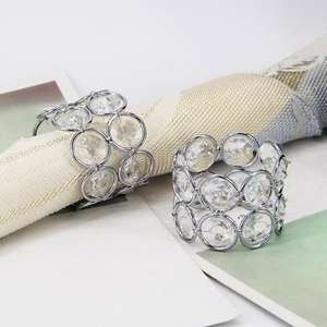 Anneaux de serviette en cristal argenté perlé Design scintillant pour table à manger décorations de mariage et d'événements spéciaux à la maison - Product Image 4