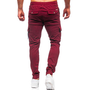 Pantalones de chándal para correr de algodón 100% para hombre, pantalones de gimnasio informales con bolsillos Cargo, ropa de descanso de lavado oscuro para uso diario - Product Image 5