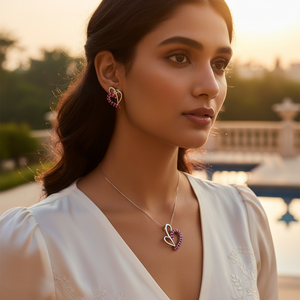 Conjunto de Joyería Romántico con Colgante y Aretes de Plata 925 con Incrustaciones de Cristales en Forma de Corazón, para Mujer - Product Image 2