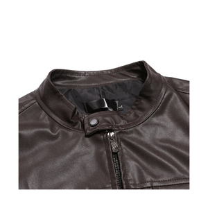 Veste en cuir de mode décontractée pour hommes de bonne qualité Veste en cuir Vestes en cuir à col montant pour l'hiver hommes - Product Image 6
