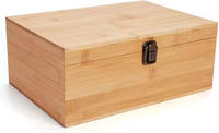 Boîte de rangement en bois de bambou avec serrure couvercle à charnière poignées en cuir PU valise de rangement en bois souvenir cachette coffre boîte étui fabriqué en inde