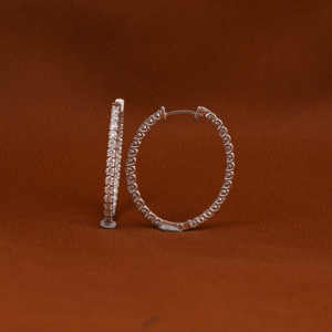 Pendientes de aro de corte redondo de diamante cultivado en laboratorio, pendientes de lujo clásicos de oro sólido de 14KT para mujer, regalo elegante - Product Image 2