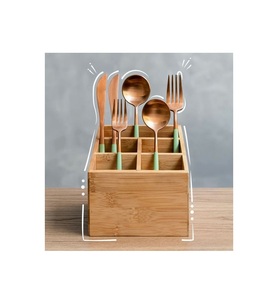 Soporte para cubiertos de madera de 3 secciones de calidad superior Soporte para cubiertos de madera hecho a mano de diseño antiguo a un precio asequible - Product Image 6