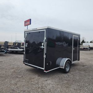 Black Enclosed Cargo <b>Trailer</b> Tall Wall Utility <b>Box</b> <b>Trailer</b> Tandem Axle Transport Enclosure with Side Door - Product Image 4