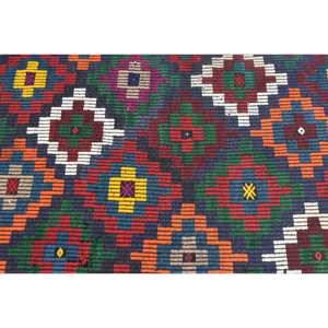 Alfombra de lana turca Vintage de 3,4x5,2 pies, diseño de retales étnicos, rectángulo clásico de área grande, abstracto para sala de pasillo, látex - Product Image 5