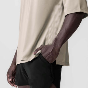 Nueva llegada camisetas de gran tamaño para hombre 250 GSM 100% algodón orgánico transpirable de punto hombro caído Unisex personalizar diseño impreso - Product Image 4