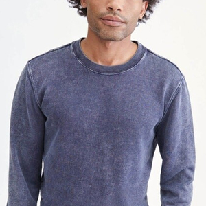 Sudadera lavada con ácido lisa en blanco con impresión de logotipo personalizado para hombre, sudadera lavada con ácido básica de peso pesado de alta calidad para hombre - Product Image 6