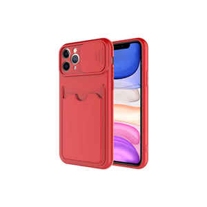 Netzy Luxury Silicone Card Holder <b>Case</b> for <b>iPhone</b> 11 Pro Max Shockproof Red Back Cover Cute Design Protective Phone Accessory - Product Image 1