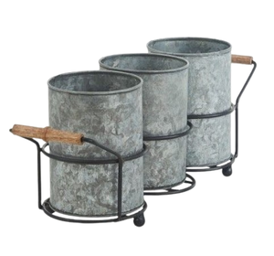 Farmhouse Galvanized Metal Caddy Indoor Outdoor Picnic <b>Utensil</b> <b>Holder</b> Multipurpose Storage Caddy Rustic <b>Kitchen</b> - Product Image 2