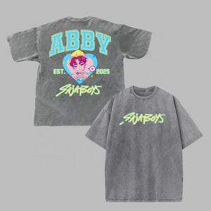 Custom Oversized Acid Wash Vintage Streetwear Summer Trend Oversized Acid Wash Vintage Graphic Loose Cotton <b>Men's</b> T-<b>shirts</b> Bulk - Product Image 2