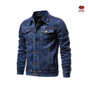 Chaqueta Vaquera para Hombre, Desgastada, Rota, de Color Sólido, Chaqueta de Mezclilla, Abrigo de Moda con Múltiples Bolsillos - Product Image 4