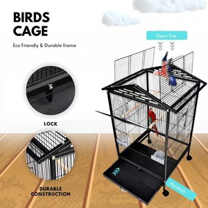 Cage à oiseaux ouverte de 30 pouces avec support à roulettes, plateau coulissant et rotation à 360° °   Roues pour perruches, calopsittes, agapornis et petits perroquets - Product Image 4