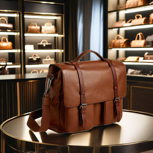 Bolso Satchel de senderismo de cuero genuino de moda Vintage Premium para hombre portátil con cierre de cremallera - Product Image 6