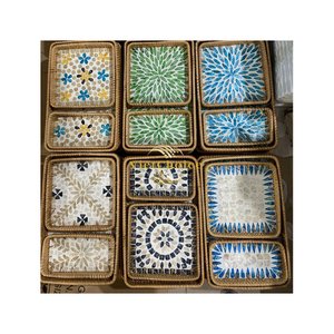 Prix amical Plusieurs plateau en rotin Mosaïque Artisanat Plateau de service Prix de gros OEM ODM Vietnam Vietchoice Plats Assiettes - Product Image 5