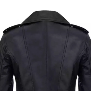 Chaqueta de cierre con cremallera ajustada de alta calidad de tendencia de moda atractiva chaqueta de cuero de grano completo de marfil negro a rayas para hombres - Product Image 5