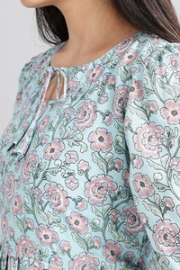 ชุดเดรสยาวผ้าฝ้ายพิมพ์ลายดอกไม้สไตล์อินเดียแบบเรียบง่ายเป็นธรรมชาติ ของขวัญแต่งงานสำหรับเจ้าสาว ชุดฤดูร้อนทรงหลวมความยาวปานกลาง - Product Image 4