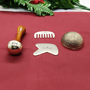 Kit complet de soins ayurvédiques avec baguette Kansa et Gua Sha pour massage des tissus profonds et soulagement du stress Original Indian Factory - Product Image 4