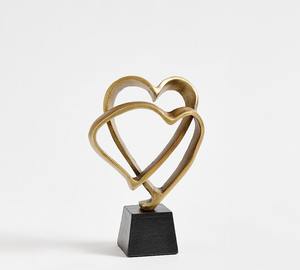 Heart Shaped Brass Antique Modern <b>Sculpture</b> for Loved Ones Home Decoration Good Vibes With Stand Aluminium Casting Handmade - Product Image 1