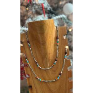 Collar de Perlas Graduadas Navajo con Cuentas de Piedras Variadas y Plata de Ley, Joyería Cultural Coleccionable - Product Image 3
