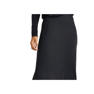 Splendida gonna maxi asimmetrica Chelsea con spacchi laterali, chic, nera, in lino con volant, materiale spandex, morbida, vita naturale, taglia grande - Product Image 2