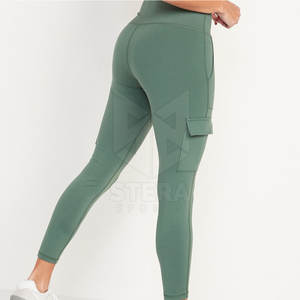 <b>Women's</b> Mid Waist Slim Fit Yoga <b>Leggings</b> Solid <b>Pattern</b> Active Fitness Customizable Private Label Most Popular Elastic Waist - Product Image 3