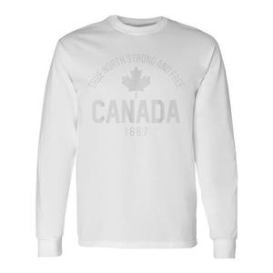T-shirt à manches longues avec drapeau du Canada en feuille d'érable, personnalisable, t-shirt promotionnel canadien - Product Image 1