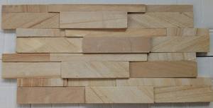 Paneles apilados de piedra arenisca amarilla de madera de teca de alta calidad Fácil de instalar Revestimiento de pared decorativo exterior Interior Diseño DE CARA dividida - Product Image 5