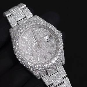 Reloj de Cuarzo Cronógrafo de Lujo para Hombre, Estilo Hip Hop, con Diamantes Cultivados en Laboratorio, Caja de Acero Inoxidable, Correa de Oro Amarillo, VVS - Product Image 4