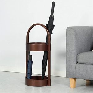 Compact Double Tier Eco-Friendly Floor-Standing Metal Wrought Iron <b>Umbrella</b> Rack Stand with Bucket for Living Room - Product Image 2