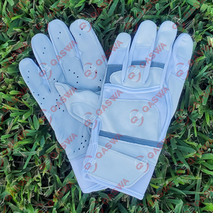 Gants de frappe de baseball en cuir de vachette à manchette longue de couleur blanche personnalisés au design unique - Product Image 5