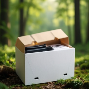 High Quality 1.20 B White Single-Wall Corrugated Cardboard <b>Folding</b> <b>Box</b> 308x206x80mm Dimensions for TRANSPAK Packaging Packaged - Product Image 3