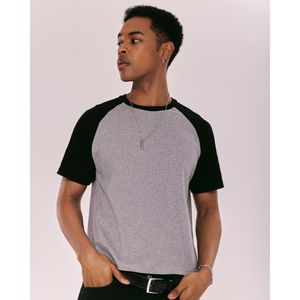Classic Color-Block <b>Raglan</b> <b>T</b>-<b>Shirt</b> with Sloping <b>Sleeves</b> for Fitness - Product Image 3