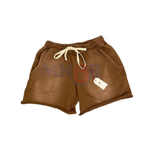 Shorts de fitness pour hommes de haute qualité lavés à l'acide Logo personnalisé en gros en détresse 100% coton pantalon de jogging d'été poches solides - Product Image 2