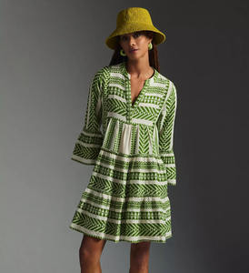 ชุดเดรสผ้าทอตัววีดีไซน์สวยสำหรับผู้หญิงใส่ออกใหม่ชุดเดรสเนื้อผ้าทอตัววีสำหรับกิจกรรมกลางแจ้งและชุดลำลองสำหรับใส่นอกบ้านในฤดูร้อน - Product Image 1