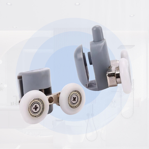 Rodillos para <span class=keywords><strong>puerta</strong></span> de <span class=keywords><strong>ducha</strong></span>, carcasa de plástico Gris, <span class=keywords><strong>ruedas</strong></span> de nailon blanco, reemplazo de guía individual superior doble e inferior para vidrio deslizante - Product Image 6